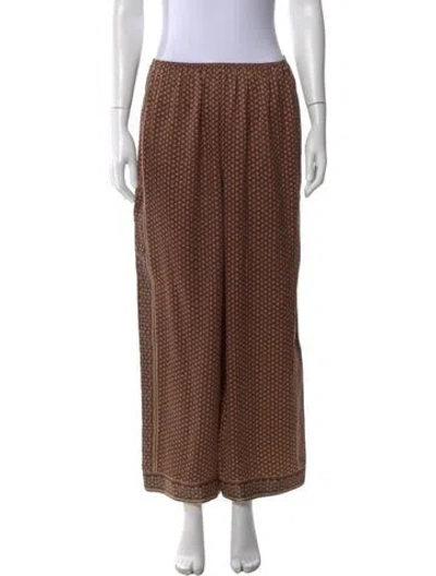 Pre-owned Doen Silk Wide Leg Pants In Brown