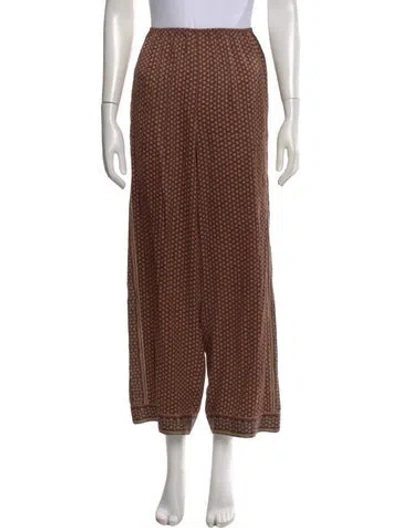 Pre-owned Doen Silk Wide Leg Pants In Brown