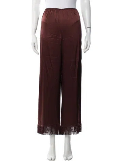 Pre-owned Doen Silk Wide Leg Pants In Brown