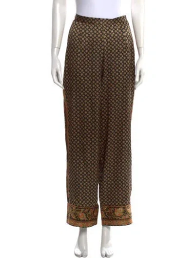 Pre-owned Doen Silk Wide Leg Pants In Multi