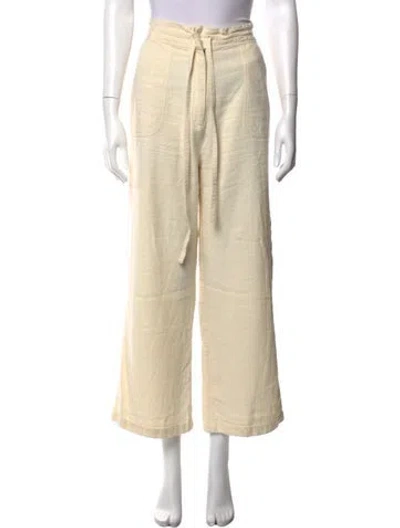 Pre-owned Doen Silk Wide Leg Pants In Neutral