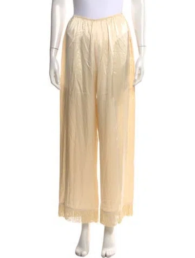 Pre-owned Doen Silk Wide Leg Pants In Neutrals