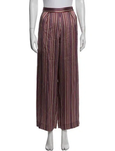 Pre-owned Doen Silk Wide Leg Pants In Red