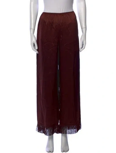 Pre-owned Doen Silk Wide Leg Pants W/ Tags In Burgundy