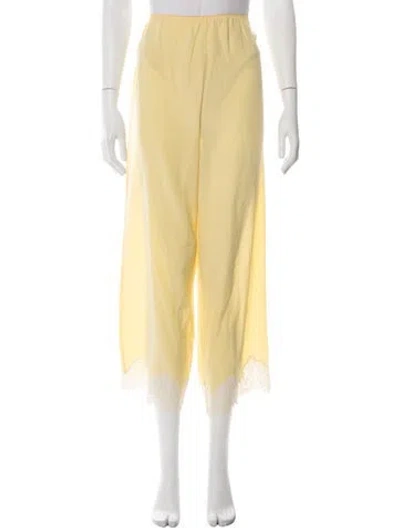 Pre-owned Doen Silk Wide Leg Pants In Yellow