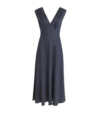 Doen Tahlia Polka-dot Midi Dress In Blue