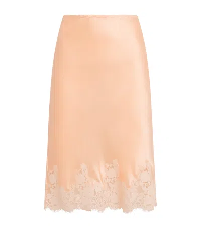 Doen Dôen Silk-lace Elowette Midi Skirt In Pink