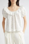 DOEN DÔEN SILVIE FLORAL PUFF SLEEVE ORGANIC COTTON