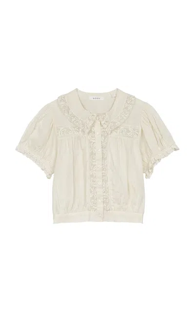 Doen Skylark Embroidered Organic Cotton Top In Off-white