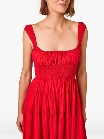 Doen Smocked Tiered Dress In Red