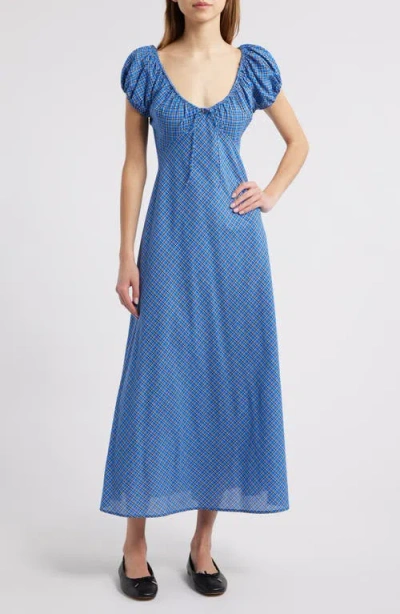 DOEN DÔEN SOFIA CHECK ORGANIC COTTON VOILE MIDI DRESS