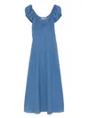 Doen Sofia Checked Organic Cotton-voile Midi Dress In Blue