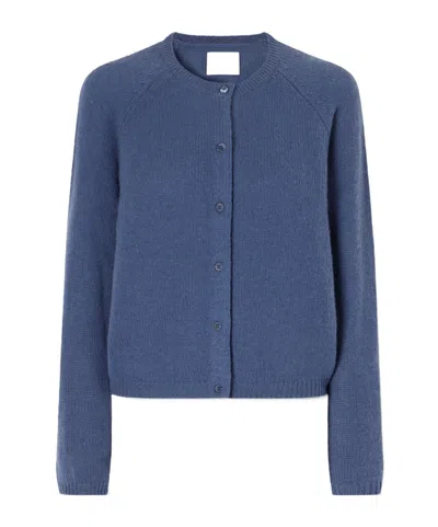 Doen Soft Cashmere Cropped Cardigan In Blue