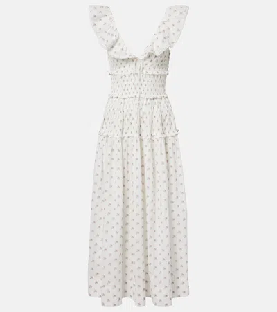 Doen Sorina Floral Lace-trimmed Cotton Midi Dress In Multi