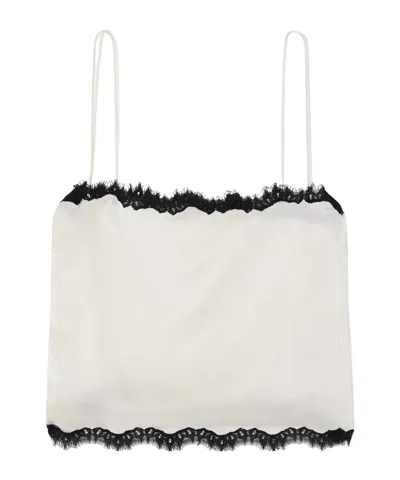 Doen Square Neck Lace Top In White