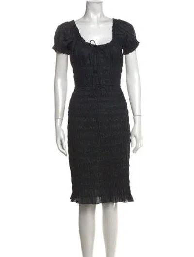 Pre-owned Doen Square Neckline Knee-length Dress In Black