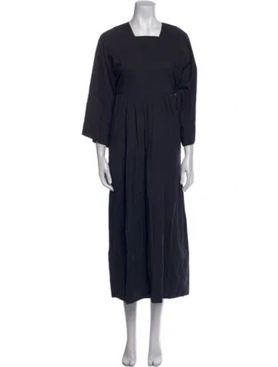 Pre-owned Doen Square Neckline Long Dress In Black