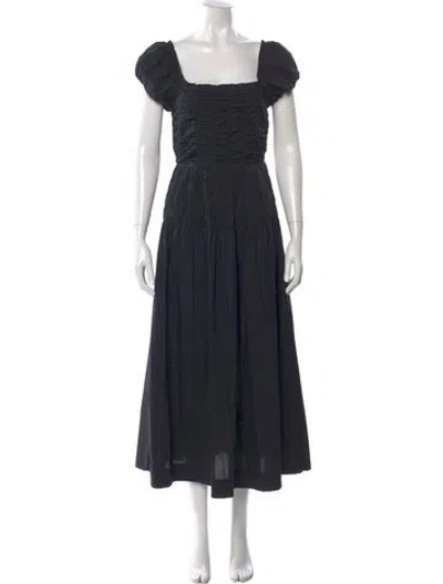 Pre-owned Doen Square Neckline Long Dress In Black