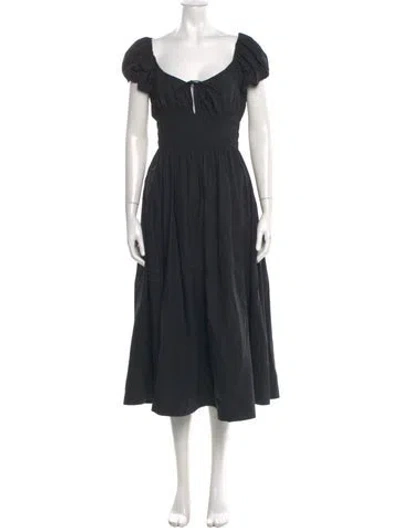 Pre-owned Doen Square Neckline Long Dress In Black