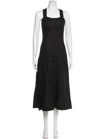 Pre-owned Doen Square Neckline Long Dress In Black