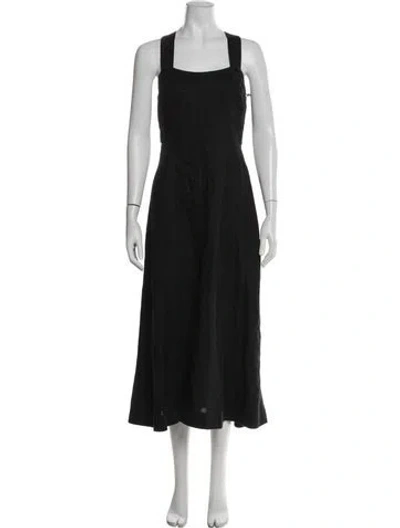 Pre-owned Doen Square Neckline Long Dress In Black