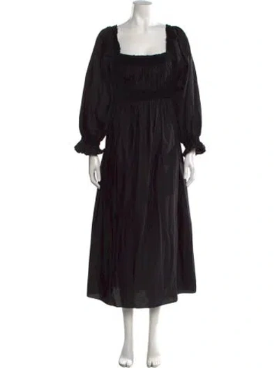 Pre-owned Doen Square Neckline Long Dress In Black