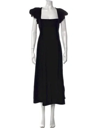 Pre-owned Doen Square Neckline Long Dress In Black