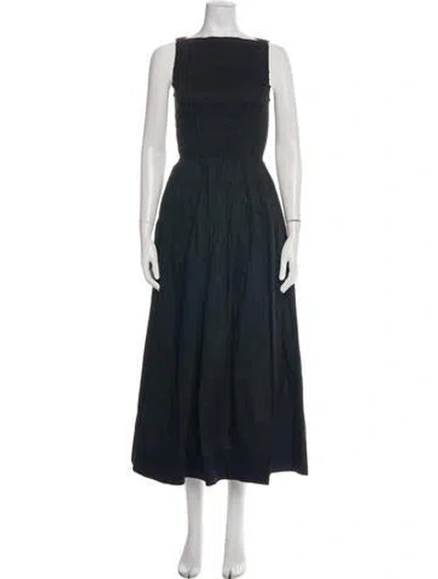 Pre-owned Doen Square Neckline Long Dress In Black