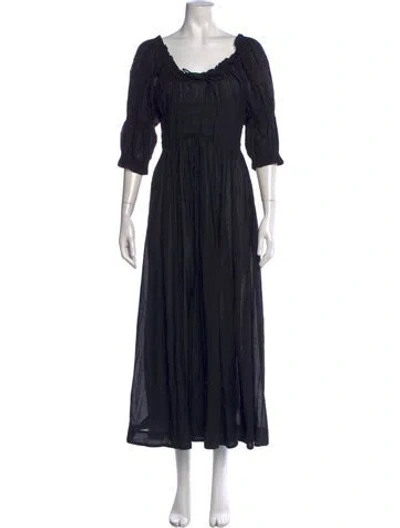 Pre-owned Doen Square Neckline Long Dress In Black