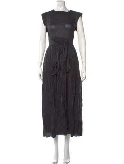 Pre-owned Doen Square Neckline Long Dress In Black