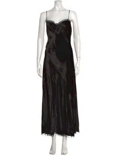Pre-owned Doen Square Neckline Long Dress In Black