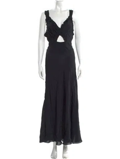 Pre-owned Doen Square Neckline Long Dress In Black