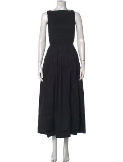 Pre-owned Doen Square Neckline Long Dress In Black