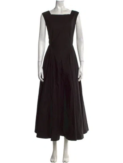 Pre-owned Doen Square Neckline Long Dress In Black