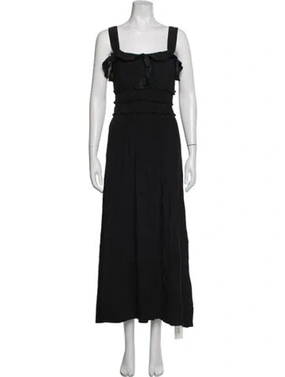 Pre-owned Doen Square Neckline Long Dress In Black