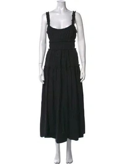 Pre-owned Doen Square Neckline Long Dress In Black