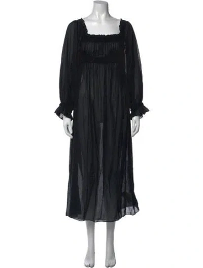 Pre-owned Doen Square Neckline Long Dress In Black