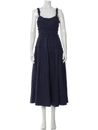 Pre-owned Doen Square Neckline Long Dress In Blue