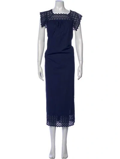 Pre-owned Doen Square Neckline Long Dress In Blue