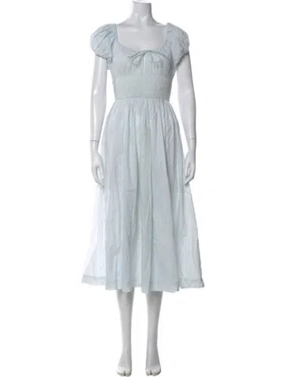 Pre-owned Doen Square Neckline Long Dress In Blue