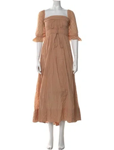 Pre-owned Doen Square Neckline Long Dress In Brown