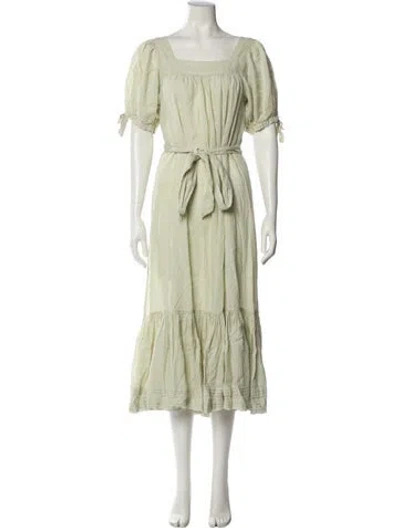 Pre-owned Doen Square Neckline Long Dress In Green