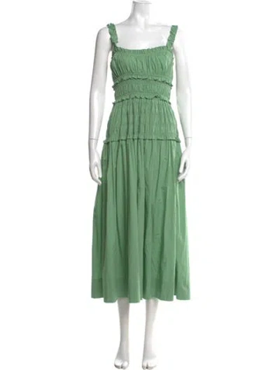 Pre-owned Doen Square Neckline Long Dress In Green