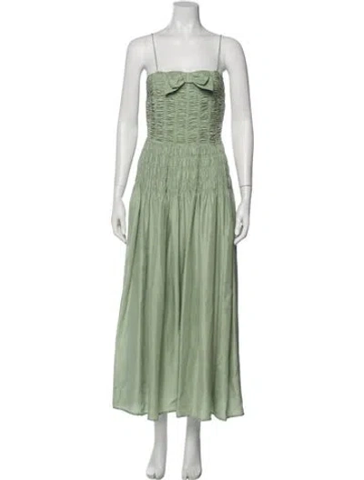 Pre-owned Doen Square Neckline Long Dress In Green