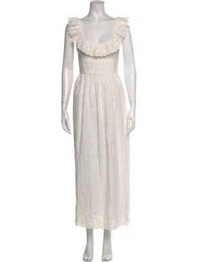 Pre-owned Doen Square Neckline Long Dress In Neutral