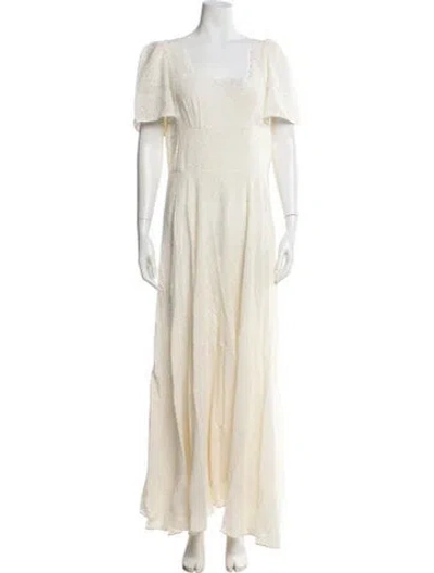 Pre-owned Doen Square Neckline Long Dress In Neutral