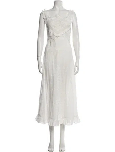 Pre-owned Doen Square Neckline Long Dress In Neutral