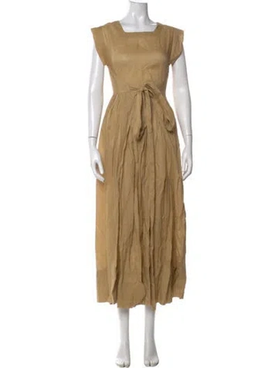 Pre-owned Doen Square Neckline Long Dress In Neutral