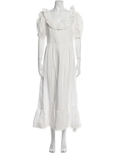 Pre-owned Doen Square Neckline Long Dress In Neutral