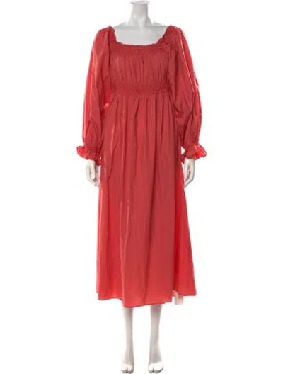 Pre-owned Doen Square Neckline Long Dress In Pink